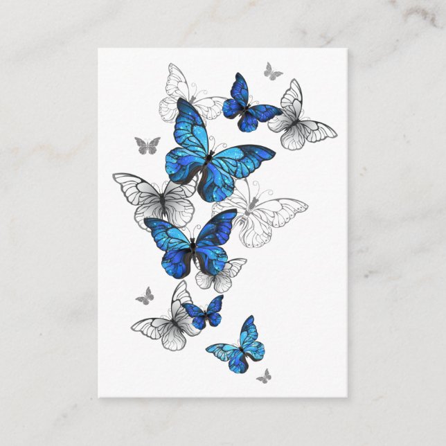 Blue Flying Butterflies Morpho Hinweiskarte (Vorderseite)