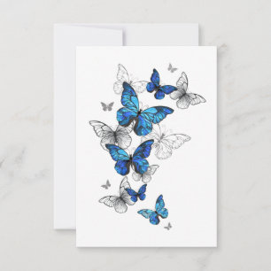 Blue Flying Butterflies Morpho Hinweiskarte