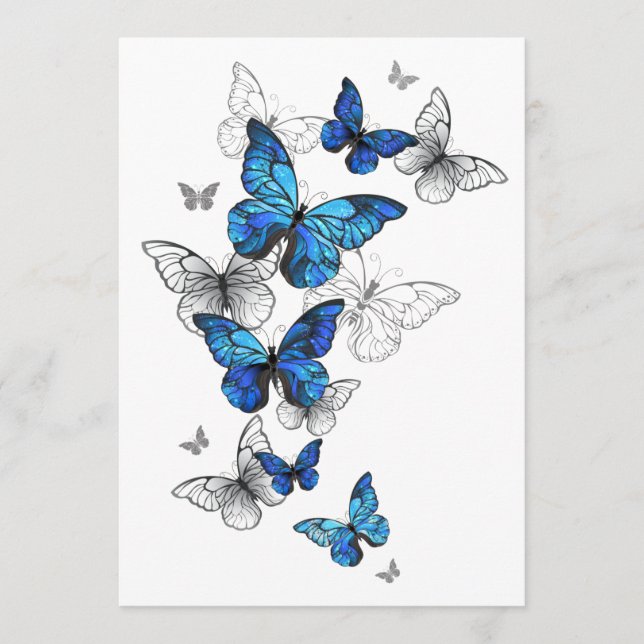 Blue Flying Butterflies Morpho Hinweiskarte (Vorderseite)