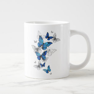 Blue Flying Butterflies Morpho Jumbo-Tasse