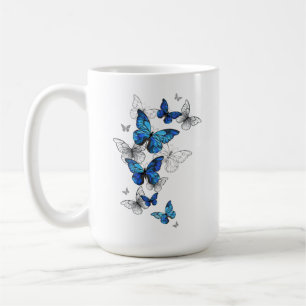 Blue Flying Butterflies Morpho Kaffeetasse