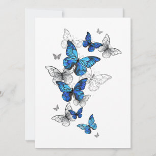 Blue Flying Butterflies Morpho Karte