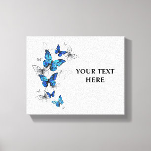 Blue Flying Butterflies Morpho Leinwanddruck
