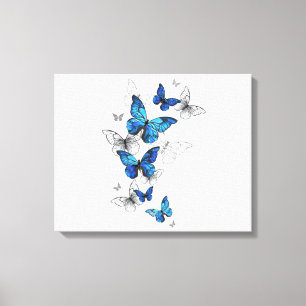 Blue Flying Butterflies Morpho Leinwanddruck