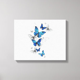 Blue Flying Butterflies Morpho Leinwanddruck
