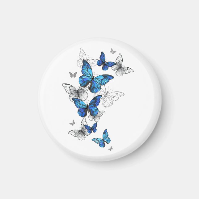 Blue Flying Butterflies Morpho Magnet (Vorne)