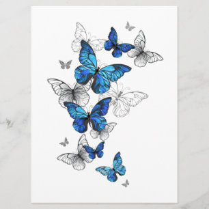 Blue Flying Butterflies Morpho Menükarte