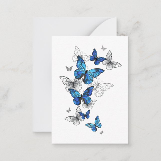 Blue Flying Butterflies Morpho Mitteilungskarte (Vorderseite)