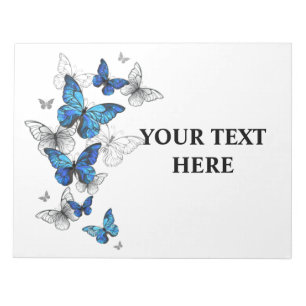 Blue Flying Butterflies Morpho Notizblock