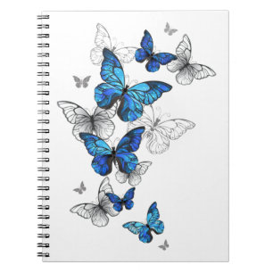 Blue Flying Butterflies Morpho Notizblock