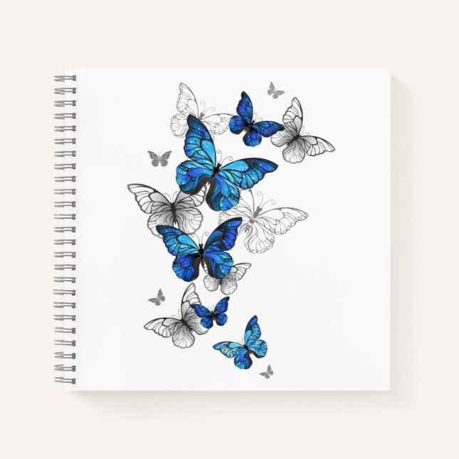Blue Flying Butterflies Morpho Notizbuch (Vorderseite)