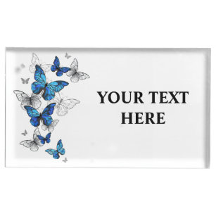 Blue Flying Butterflies Morpho Platzkartenhalter