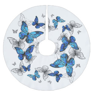 Blue Flying Butterflies Morpho Polyester Weihnachtsbaumdecke