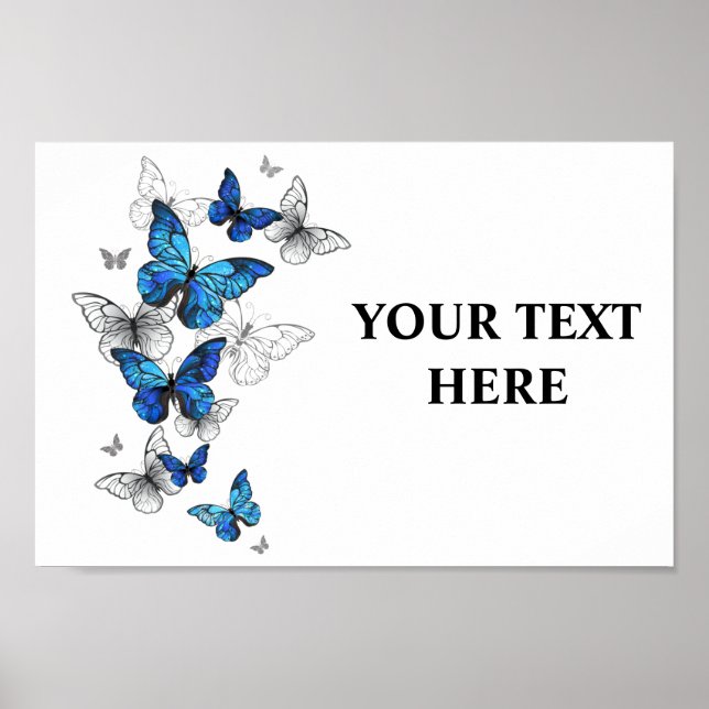 Blue Flying Butterflies Morpho Poster (Vorne)