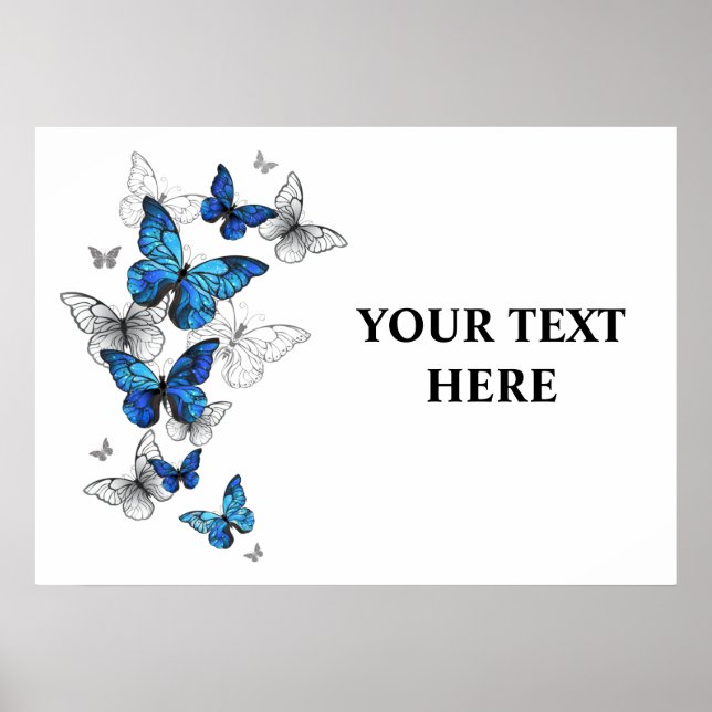 Blue Flying Butterflies Morpho Poster (Vorne)