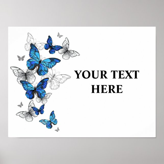 Blue Flying Butterflies Morpho Poster (Vorne)