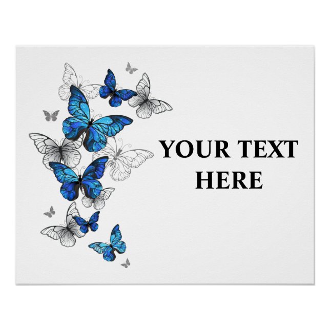 Blue Flying Butterflies Morpho Poster (Vorderseite)
