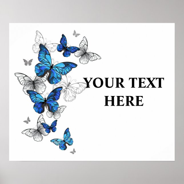 Blue Flying Butterflies Morpho Poster (Vorne)