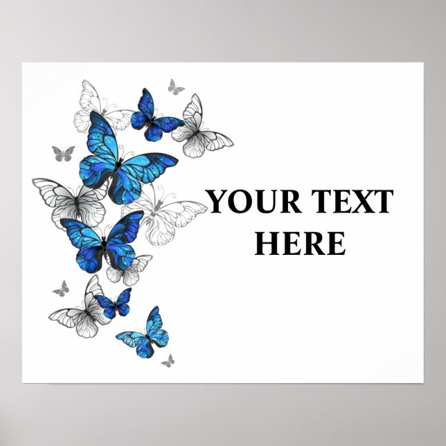 Blue Flying Butterflies Morpho Poster (Vorne)