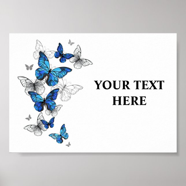 Blue Flying Butterflies Morpho Poster (Vorne)