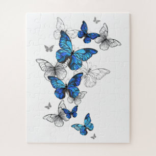 Blue Flying Butterflies Morpho Puzzle