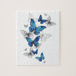 Blue Flying Butterflies Morpho Puzzle