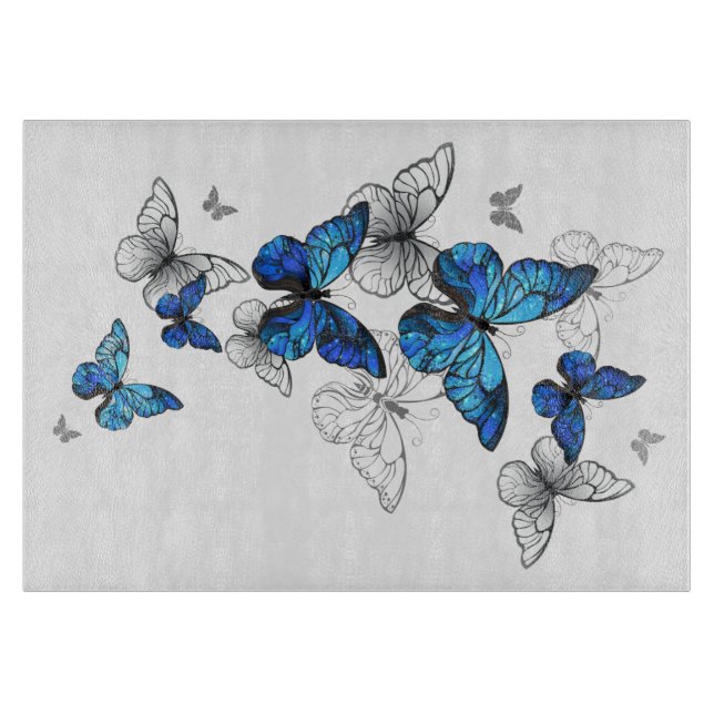 Blue Flying Butterflies Morpho Schneidebrett (Vorderseite)