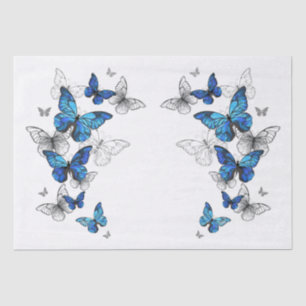 Blue Flying Butterflies Morpho Seidenpapier