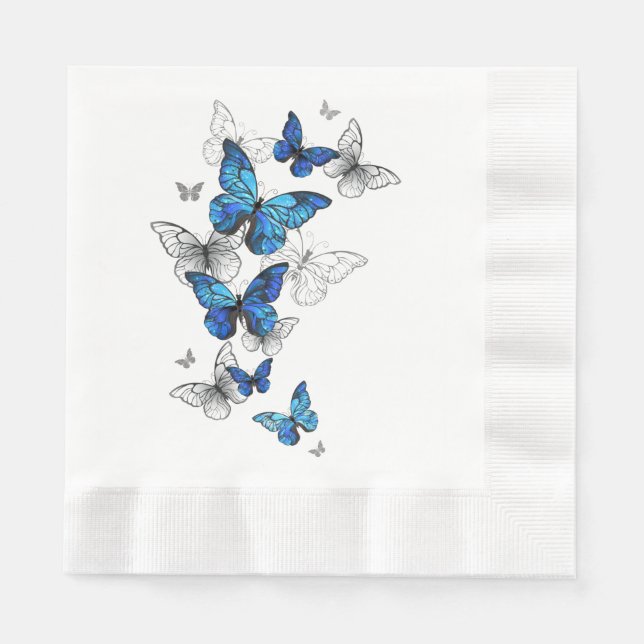 Blue Flying Butterflies Morpho Serviette (Vorderseite)