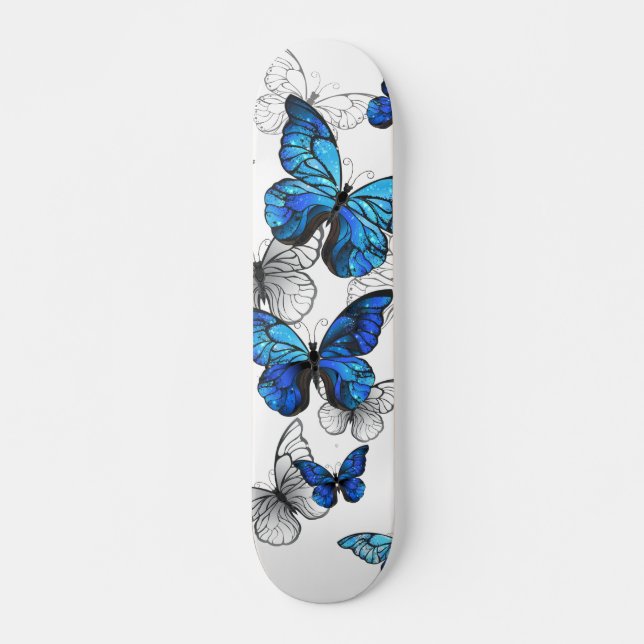 Blue Flying Butterflies Morpho Skateboard (Vorne)
