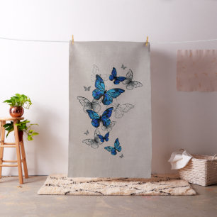 Blue Flying Butterflies Morpho Stoff