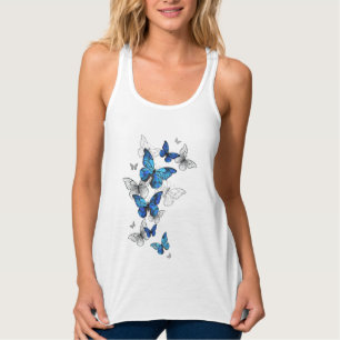Blue Flying Butterflies Morpho Tank Top