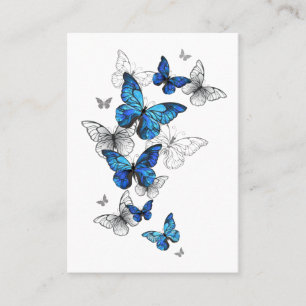 Blue Flying Butterflies Morpho Telefonnummerkarte