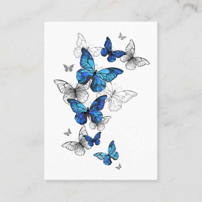 Blue Flying Butterflies Morpho Telefonnummerkarte (Vorderseite)