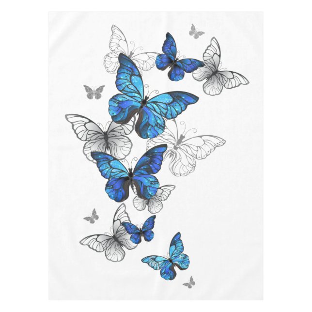 Blue Flying Butterflies Morpho Tischdecke (Vorderseite)