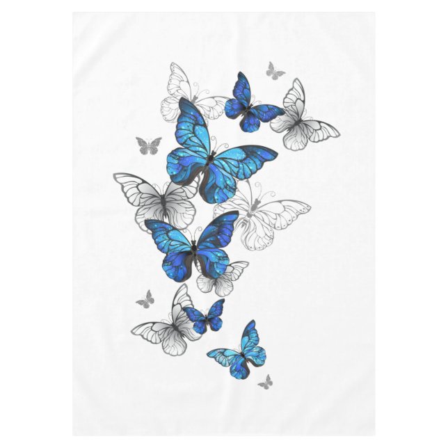 Blue Flying Butterflies Morpho Tischdecke (Vorderseite)