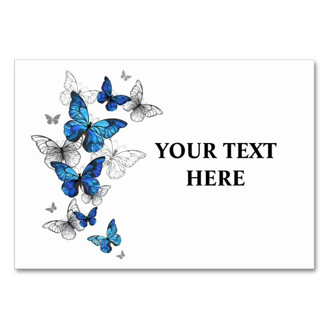 Blue Flying Butterflies Morpho Tischnummer (Vorderseite)