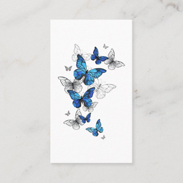 Blue Flying Butterflies Morpho Treuekarte (Vorderseite)