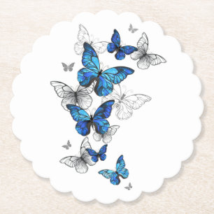 Blue Flying Butterflies Morpho Untersetzer