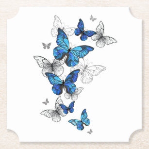 Blue Flying Butterflies Morpho Untersetzer