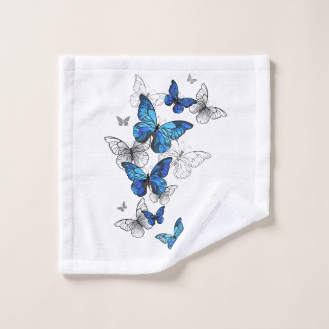 Blue Flying Butterflies Morpho Waschlappen (Waschlappen)