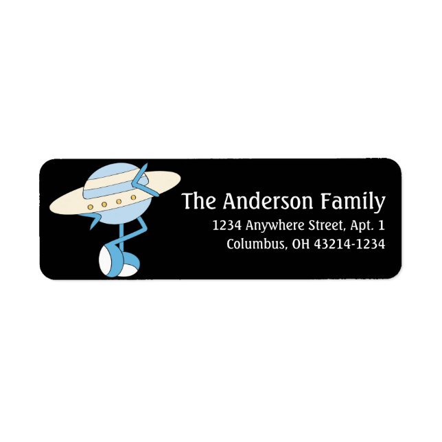 Blue Flying Saucer Alien Fun Address Labels (Vorne)