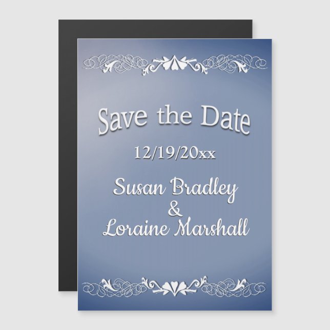 Blue Fog Save the Date Magneteinladung (Vorne/Hinten)