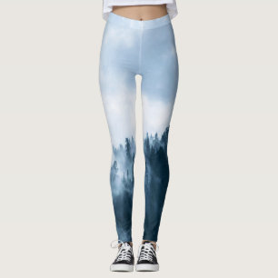 Blue Foggy Rocky Mountains Colorado USA Adventure Leggings