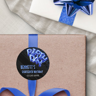 Blue Foil Balloons Geburtstag Runder Aufkleber