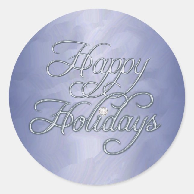 Blue Foil Happy Holidays Diamond Sticker (Vorderseite)