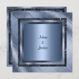BLUE FOIL METALLIC FOIL LAYERED ELEGANT WEDD EINLADUNG