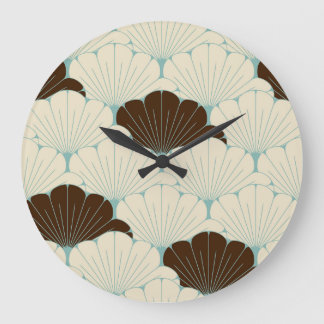 Blue Foliage Große Wanduhr