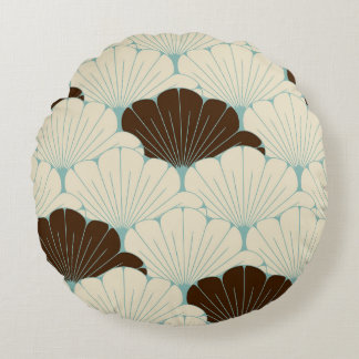 Blue Foliage Rundes Kissen