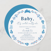 Blue Folk Art Baby Es ist kalt Outside Baby Dusche